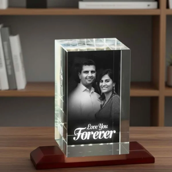 3D Laser Engraved Crystal For Couple