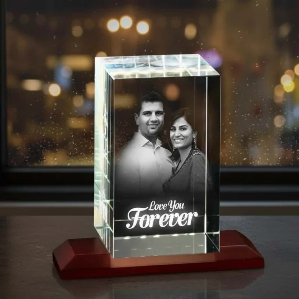 3D Laser Engraved Crystal For Couple